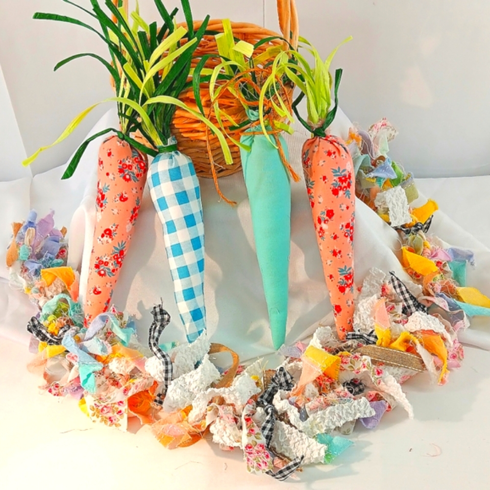Handmade Shabby Chic Farmhouse Yearly Kitchen Spring Home Decor Garland Carrots